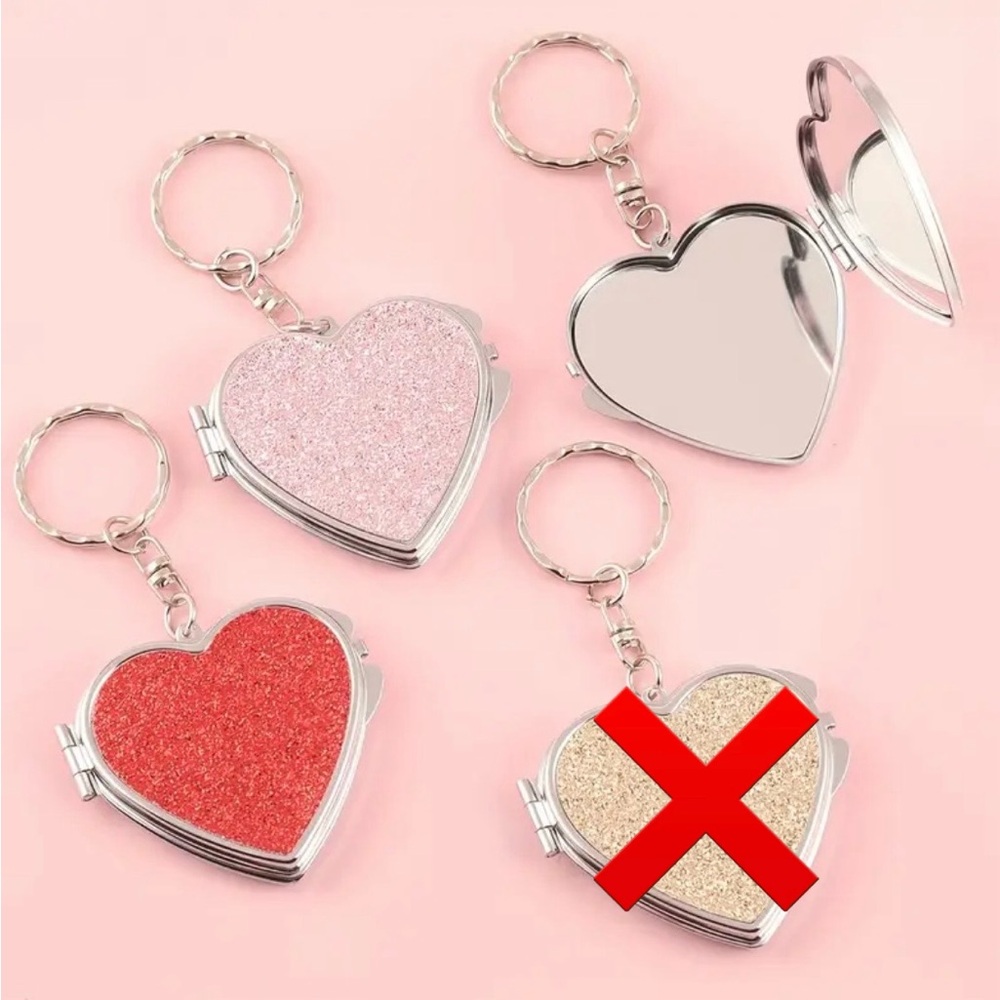 Heart Shaped Double Sided Bling Mirror, Compact & Pocket Size - Picture 2 of 2